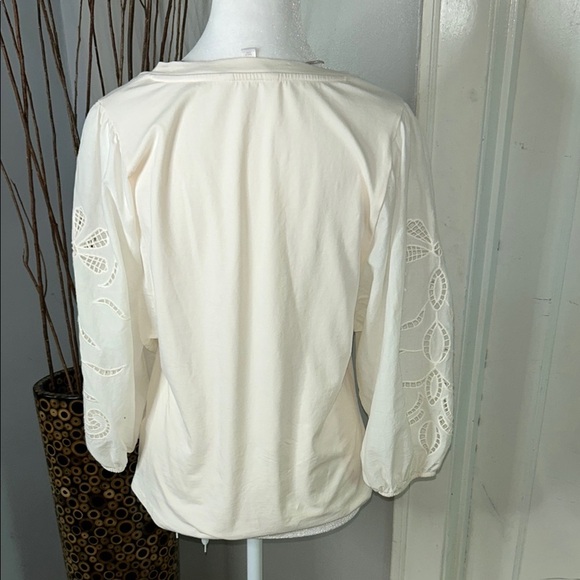 LC Lauren Conrad Cream Puff Sleeve Blouse Relaxed Fit - Picture 7 of 9